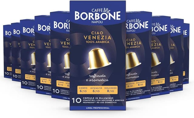 Detalle de Caffè Borbone Miscela Ciao Venezia – 100 capsule in alluminio (10 confezioni da 10), compatibili Nespresso*