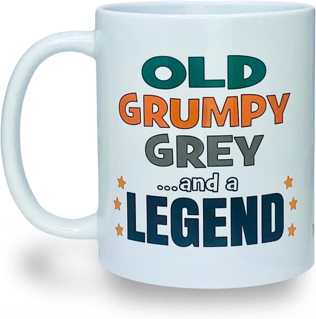 Detalle de Banterous Old Grumpy Grey and a Legend mug | Funny dad gift for Father’s Day or birthdays