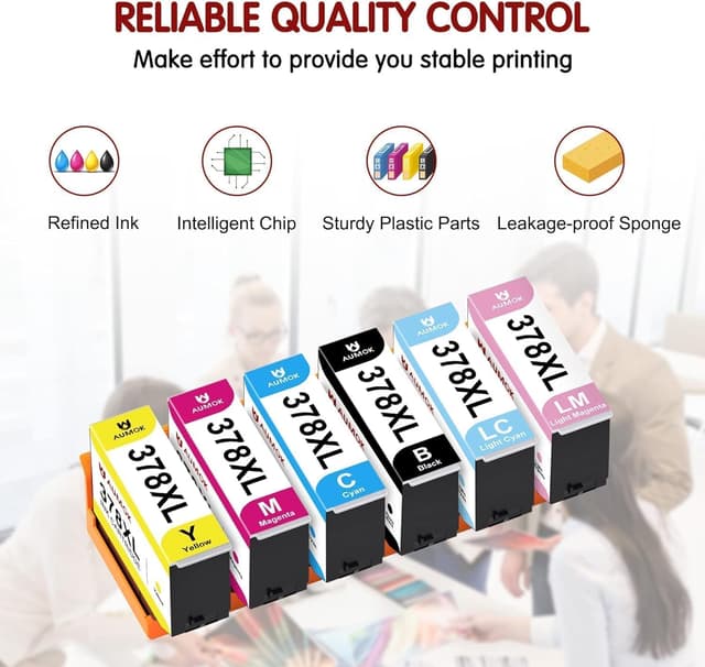 Detalle de AUMOK 378 XL Tintenpatronen Multipack (6 Farben) kompatibel für Epson 378XL