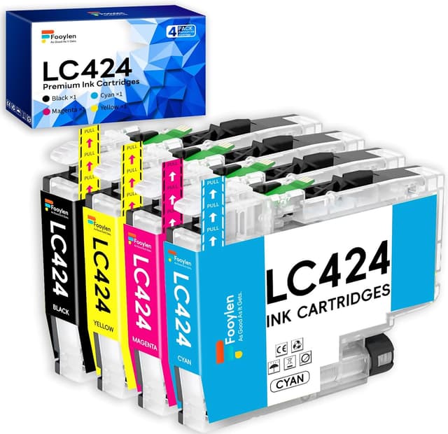 Detalle de Fooylen LC424 Tintenpatronen Multipack kompatibel mit Brother LC-424 (für DCP-J1200W / DCP-J1200WE)