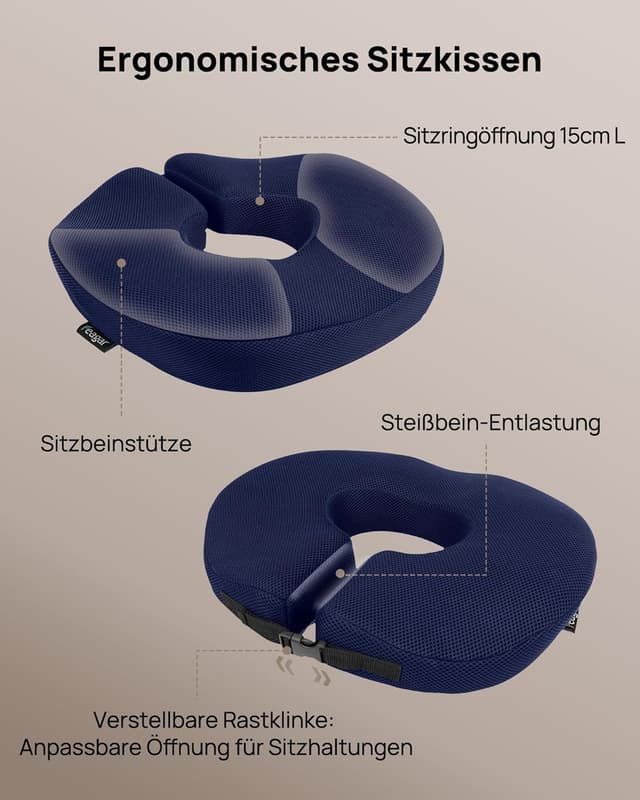 Thumbnail 3 de Feagar Ciambella per sedersi cuscino ortopedico in memory