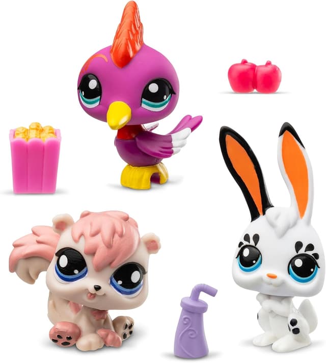 Detalle 1 de BANDAI Littlest Pet Shop Set 3 Mascotas con Accesorios 🐾