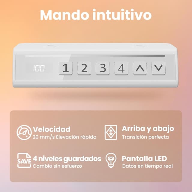 Detalle de HUANUO höhenverstellbarer Schreibtisch 80 x 48 cm mit 4 Speicherhöhen (72–118 cm)