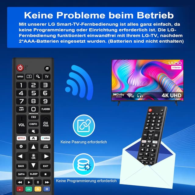 Detalle de Universalfernbedienung (Pack of 2) Ersatz für LG Smart TVs AKB75095307 per IR