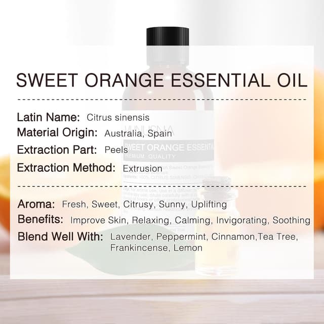 Detalle 2 de MUNUSNA Sweet Orange Essential Oil (100ml) – 100% pure cold-pressed orange for aromatherapy, diffusers & DIY