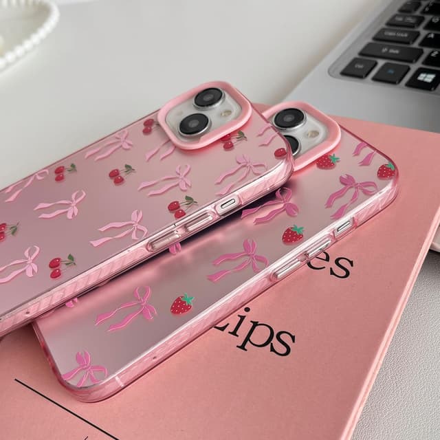 Detalle de ZTOFERA Hülle für iPhone 14 Plus / 15 Plus (6,7") mit Schleife-Design – harte PC-Rückseite, TPU-Bumper