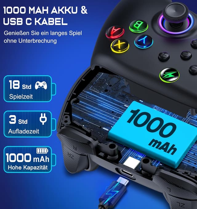 Thumbnail 6 de HELLCOOL Kabellos Controller 1000 mAh für Switch