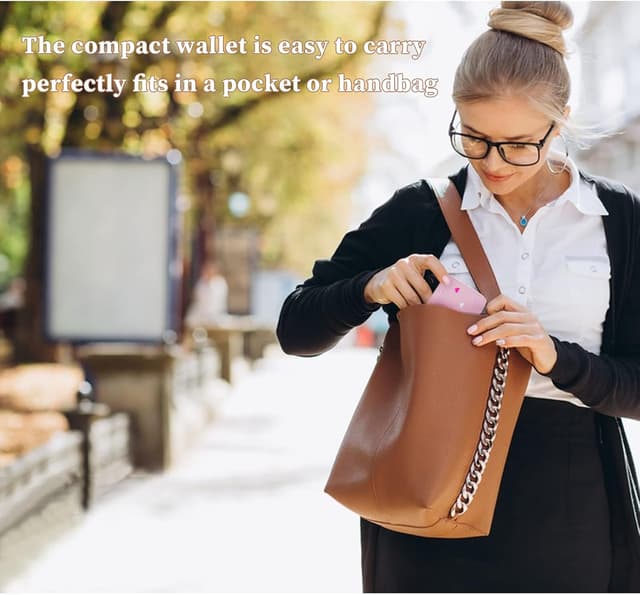 Detalle de FuninCrea Ladies Purse Wallet with Star Pendant (Pink PU Leather) – zipper coin pouch and card slots