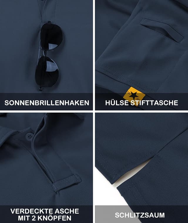 Detalle de JACKETOWN Men’s Polo Shirt Short Sleeve – breathable regular-fit tennis & golf polo with button placket