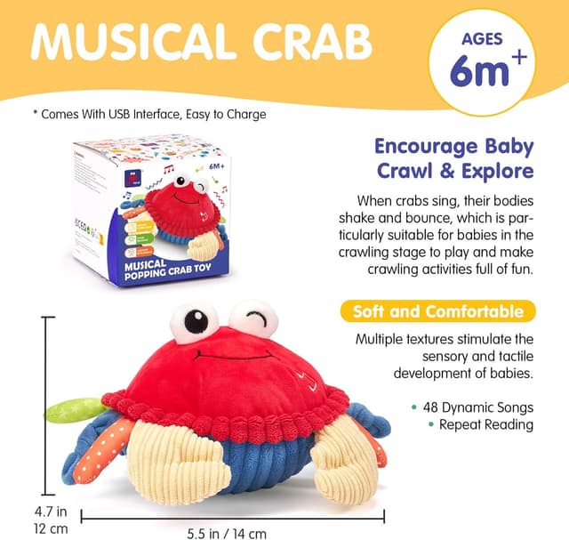 Thumbnail 6 de hahaland Crawling Musical Crab toy for 12-18 months