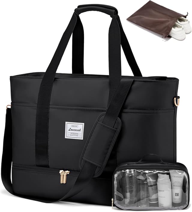 Detalle de LOVEVOOK Reisetasche Damen wasserdicht mit Schuhfach – Weekender-/Weekenderbag für Handgepäck & Gym