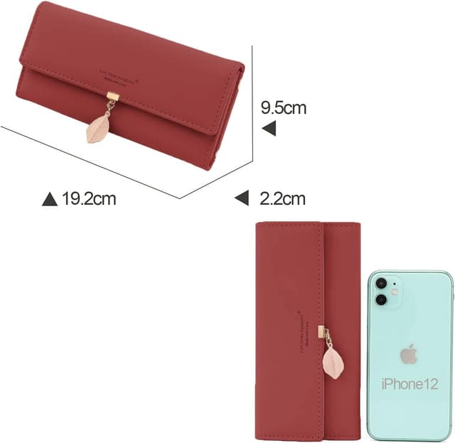 Detalle de CALIYO Damen-Geldbeutel im Langformat (glattes, weiches Vegan-Leder), viele Fächer