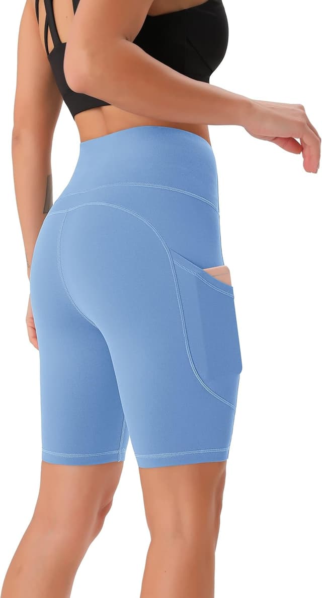 Detalle de Persit Damen kurze Leggings mit Taschen – blickdichte Radlerhose im High-Waist-Design