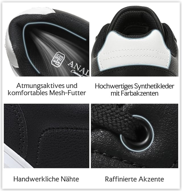 Detalle de ANALЕAF Hommes Sneakers en similicuir, confort respirant et semelle TPR antidérapante (UE 41 à 46)
