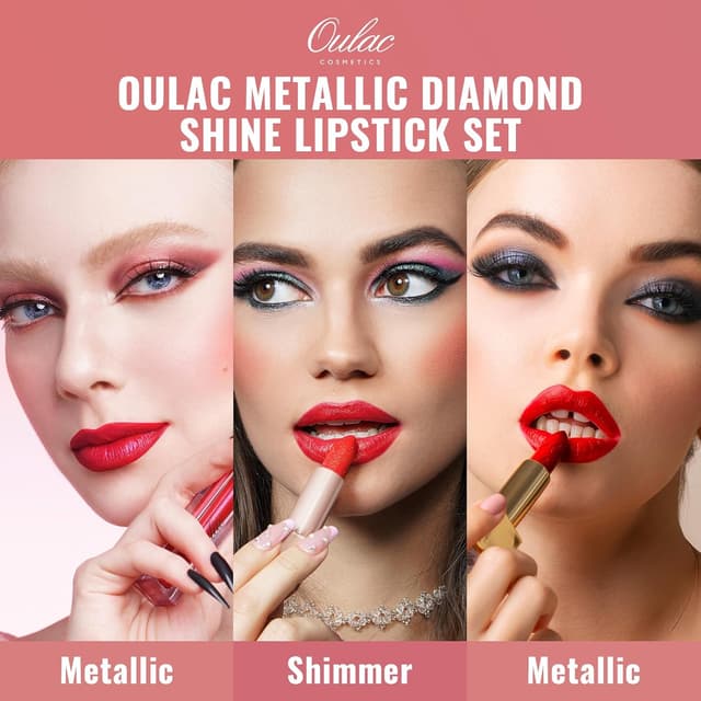 Thumbnail 3 de OULAC Red Metallic Lipstick Kit 3pcs