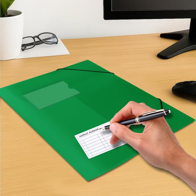 Detalle 2 de DoocliB Postmappe A4 Schule Grün – 3er-Set Sammelmappe mit Eckspanner und Gummibandbefestigung