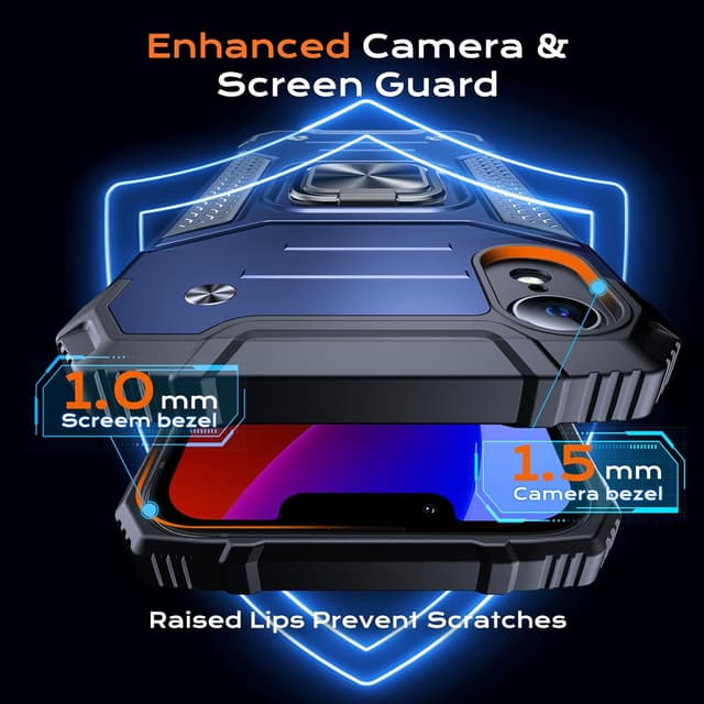Detalle 2 de Anqrp Armor Handyhülle für iPhone XR mit Ring-Ständer – stoßfeste Schutzhülle in Blau