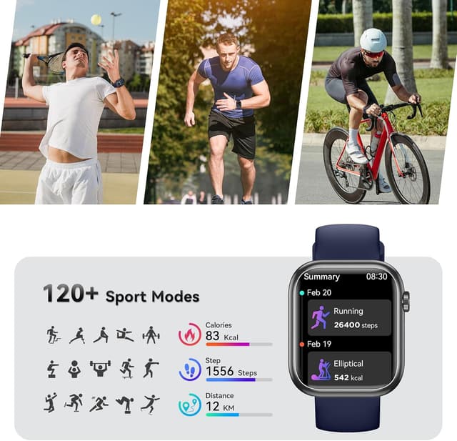 Detalle de Smart Watch for Men & Women with Bluetooth Calling, 1.83" Fitness Watch (Heart Rate & Blood Pressure) – IP68