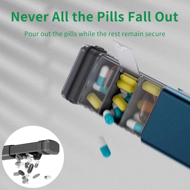 Detalle 2 de Tablettenbox 7 Tage Aluminium, 17 x 5,1 x 3 cm