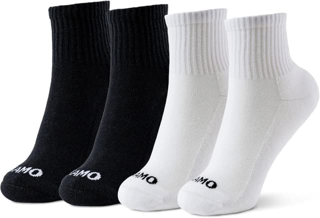 Detalle de Kamo Fitness Daily 4-Pack Women’s Ankle Socks (Athletic Half Crew) – Cushioned Cotton Mid-Calf, Seamless Toe, Size 5-9