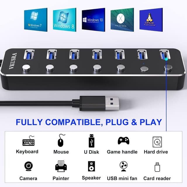 Thumbnail 4 de VKUSRA USB Hub 3.0 7 Ports