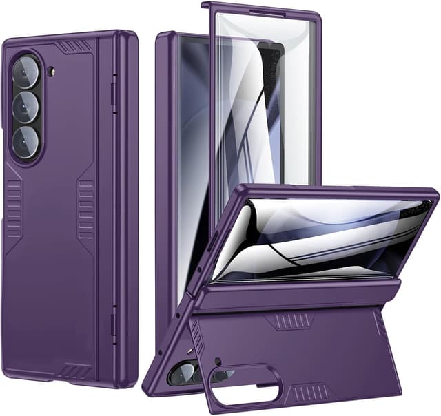 Detalle de Kaiiecal Slim Hinge Stand Case for Samsung Galaxy Z Fold 6 (Purple) with Screen Protector