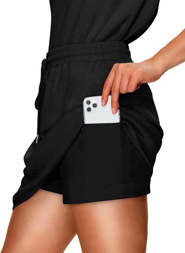 Detalle de WIHOLL Two-Piece Tennis Skirt Set with Built-In Shorts and Hidden Pockets