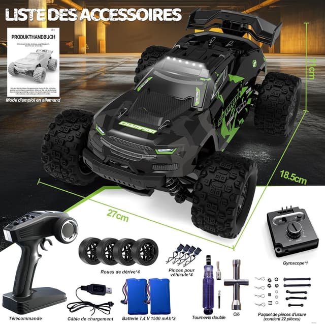 Thumbnail 6 de 40KM/H ferngesteuerter RC Monstertruck (1/18) ab 8–10 Jahren mit Licht, 2,4 GHz und 2 Akku-Sets