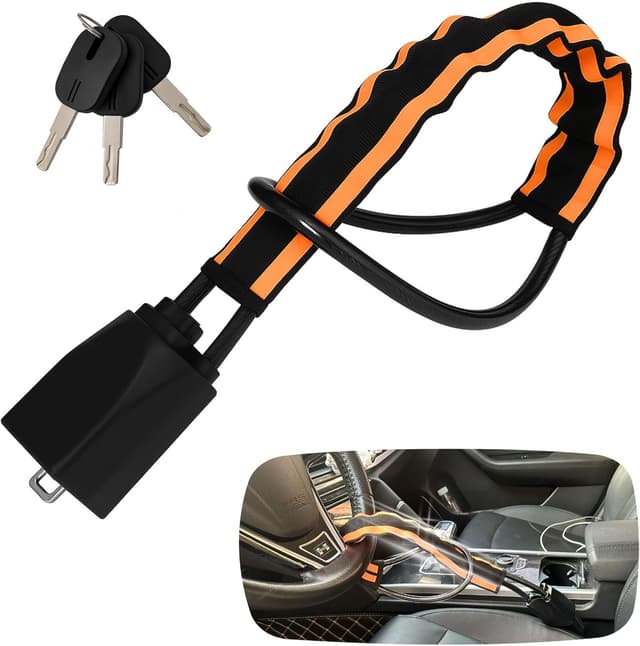 Imagen de Reflective Stripe Steering Wheel Lock with 3 Keys en OfertitasTOP