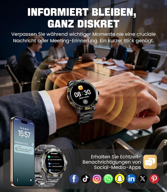 Detalle 2 de CHOOSETIME Montre connectée homme 1,43" AMOLED 800 mAh – appels Bluetooth, sport & suivi santé (IP68)