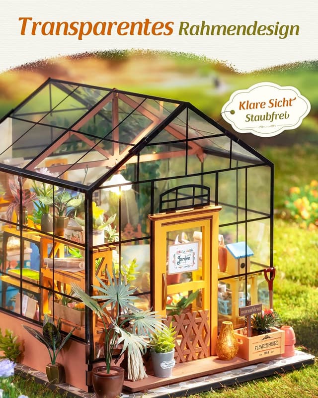 Detalle de ROBOTIME Gewächshaus DIY Miniatur Haus 1:24
