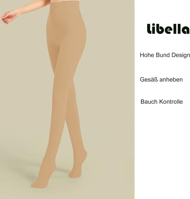 Detalle 2 de Libella collant termico donna con fodera interna invernale caldo coprente, treggings senza cuciture e vita alta