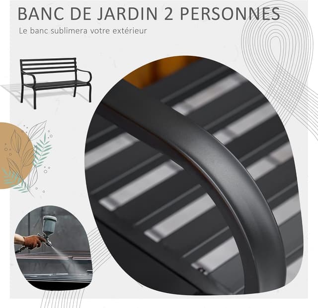 Detalle 2 de Banc de jardin Outsunny 2 places 240 kg