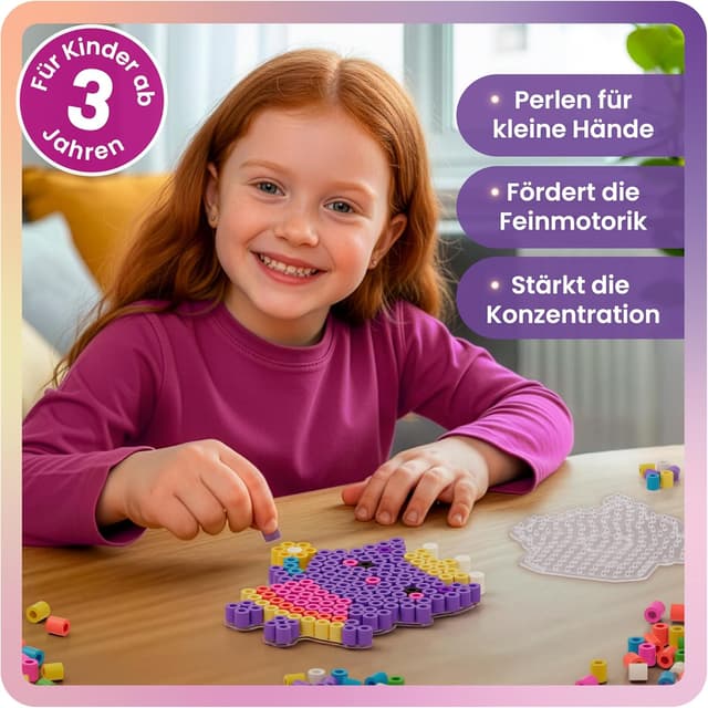 Detalle 2 de Smowo 10mm Bügelperlen-Set mit Prinzessin & Cupcake Steckplatten (Kreativset für Kinder ab 3 Jahren)