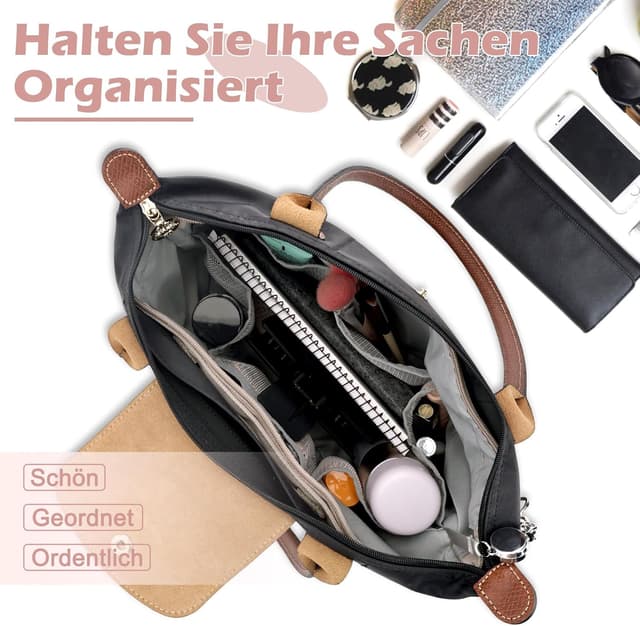Thumbnail 6 de Taschen Organizer für Longchamp Le Pliage L – Polyester, wasserdicht, mit Schlüsselbund und 15 Fächern (Beige, groß)