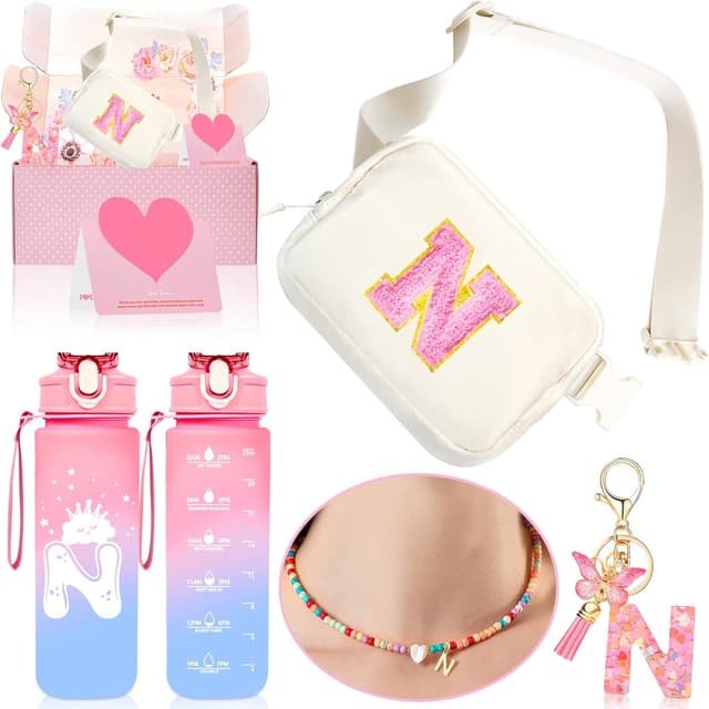 Detalle de Initial Cross Body Bag Fanny Pack Gift Set (6-piece) for Girls & Teenagers