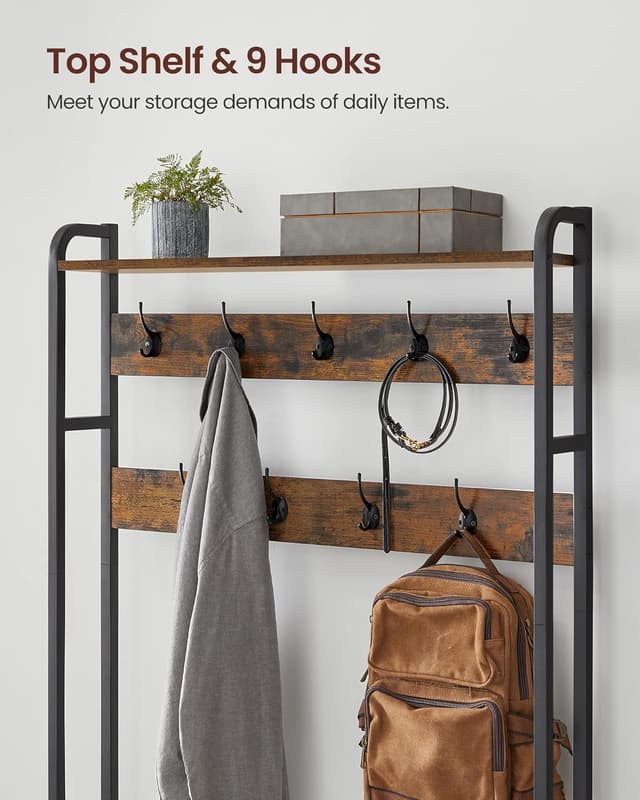 Thumbnail 4 de VASAGLE HSR405B01 appendiabiti con scarpiera e panca 9 ganci