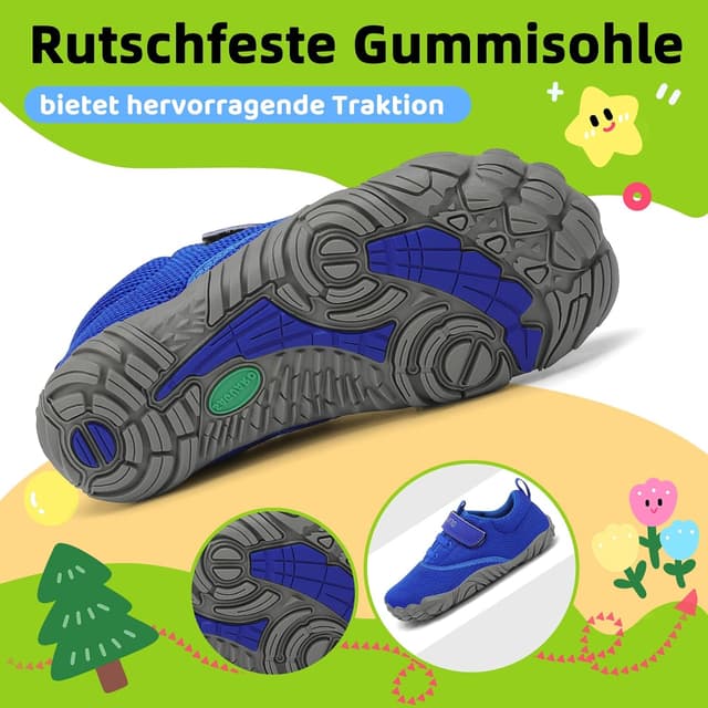 Detalle de SAGUARO Kinder Barfußschuhe leicht & rutschfest (Gr. 24–36) mit Klettverschluss