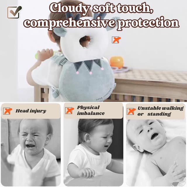 Detalle de Bambebe Baby Kopfschutz Kissen mit verstellbaren Schultergurten und Rückenprotektor (REH)