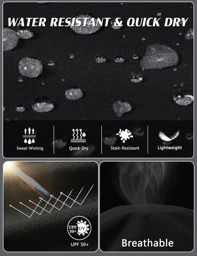 Thumbnail 3 de Mens Lightweight Cargo Hiking Pants (Quick-Dry, Water-Resistant) with 6 Zipper Pockets