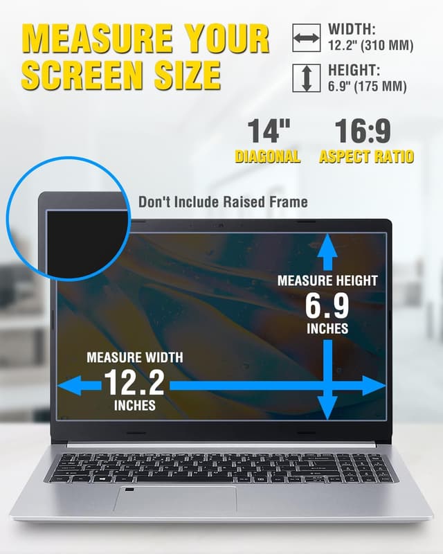 Detalle de F FORITO Magnetic Laptop Privacy Screen for 14-inch (16:9) Laptops & Portable Monitors