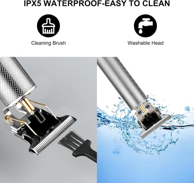 Detalle de URAQT Tondeuse cheveux et barbe sans fil rechargeable (argent) – kit homme électrique