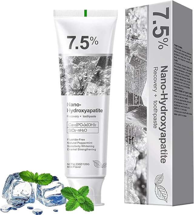 Detalle de Ayzololo 7.5% Hydroxyapatite Toothpaste for Enamel Protection (Fluoride-Free), Fresh Mint