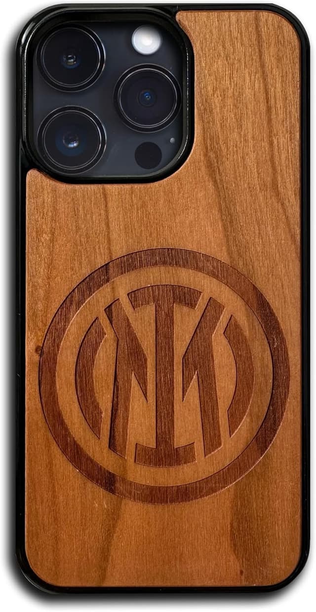 Detalle de Iconic Puzzles Inter Cover ufficiale in legno sostenibile per iPhone 15 Pro Max