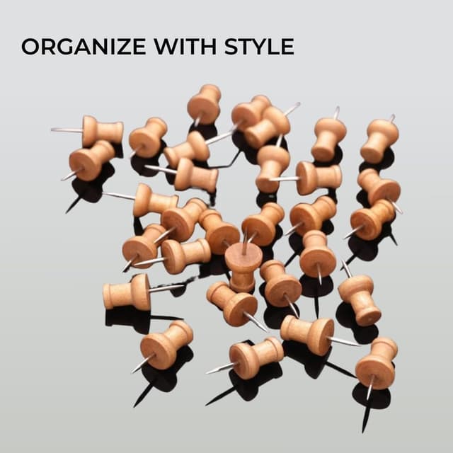 Detalle 1 de H&S 100pcs Wooden Push Pins for cork