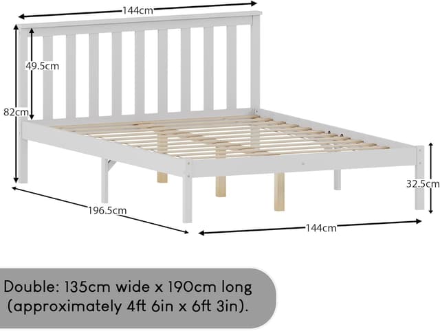 Detalle de Vida Designs Milan 4ft 6 Double Bed frame in white, solid pine with headboard