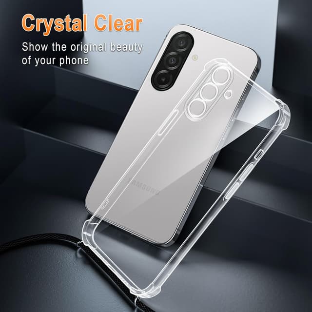 Detalle de XTCASE Coque pour Samsung Galaxy A37 avec cordon tour de cou – étui silicone TPU transparent noir