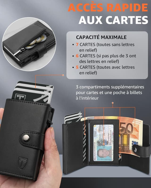 Thumbnail 1 de TEEHON Portefeuille RFID compact 10,5 cm đ