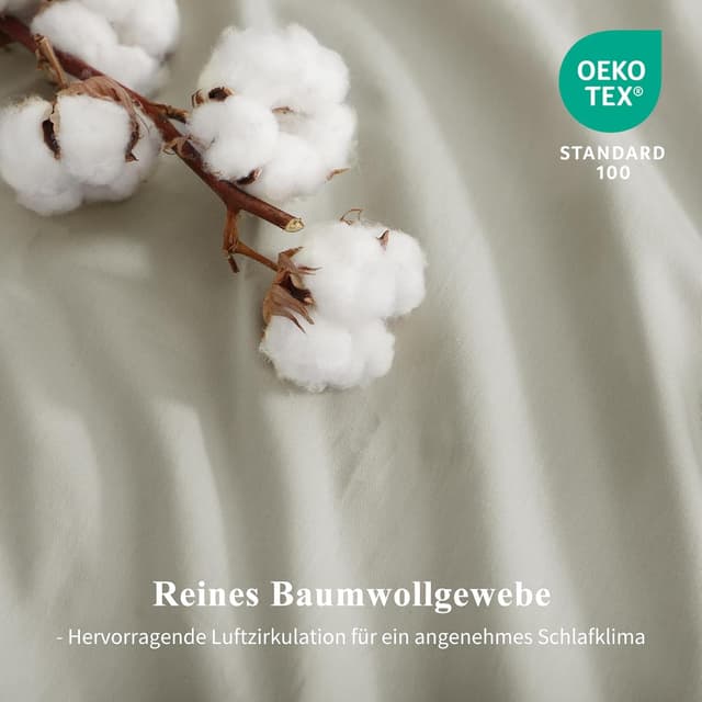 Detalle de Aisbo Bettwäsche 135x200 aus Baumwolle, 4-teilig (2 Bettbezüge + 2 Kissenbezüge) in Beige