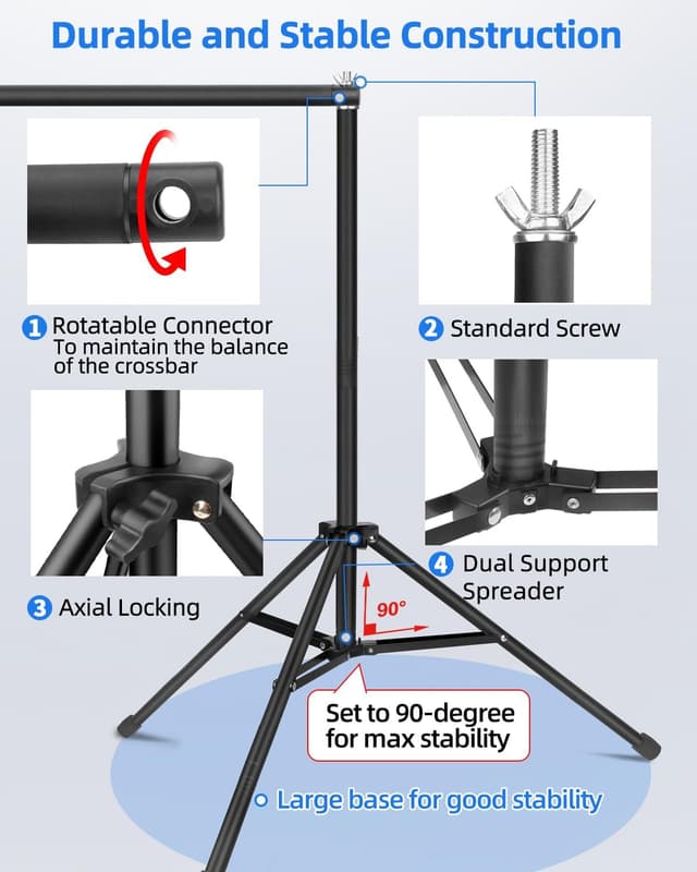Thumbnail 5 de Hemmotop Backdrop Stand 10x8ft adjustable photography backdrop kit 🎥